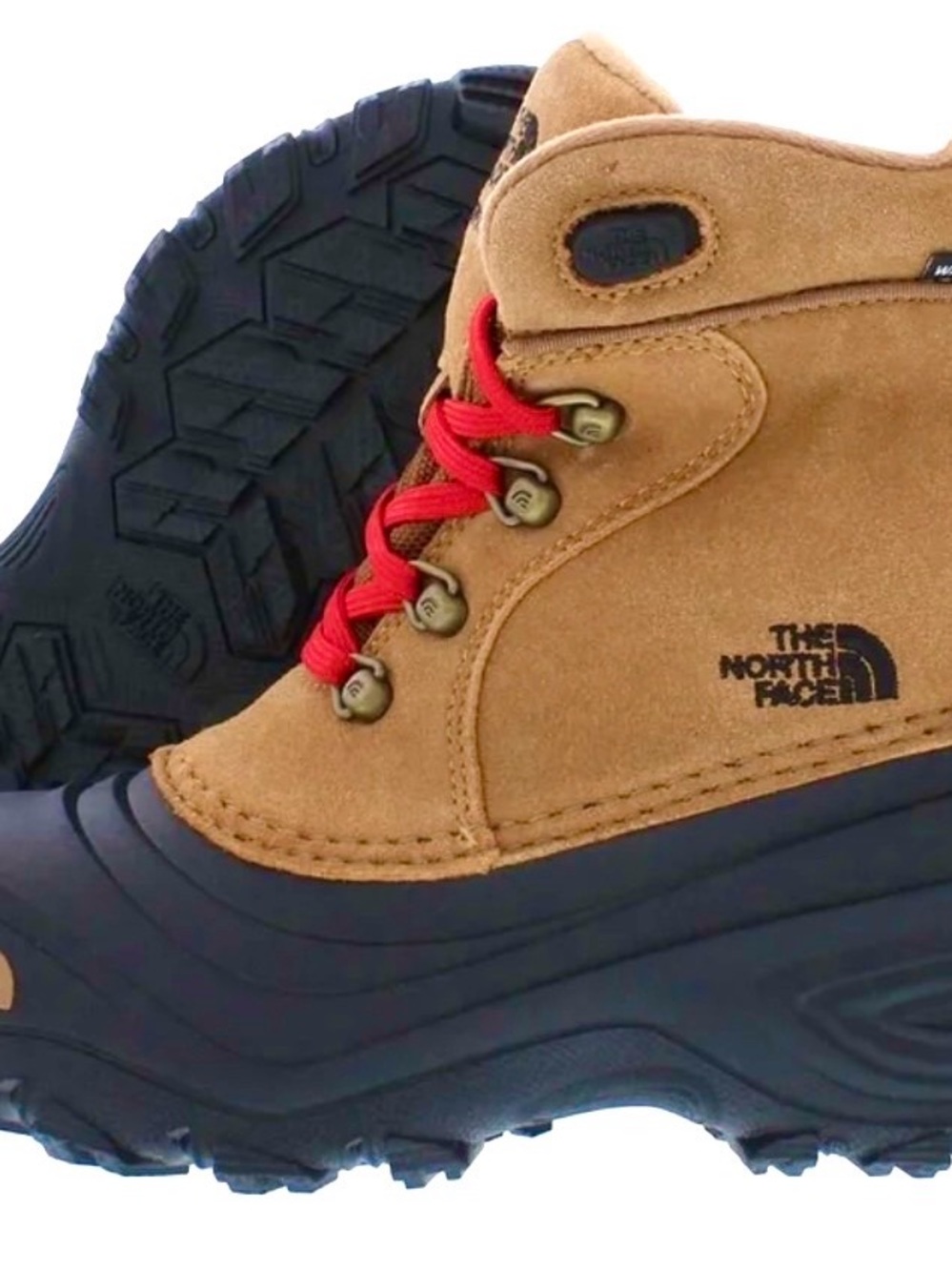 The North Face Chilkat Lace II Almond Brown/Black Suede Waterproof Boots Youth 6